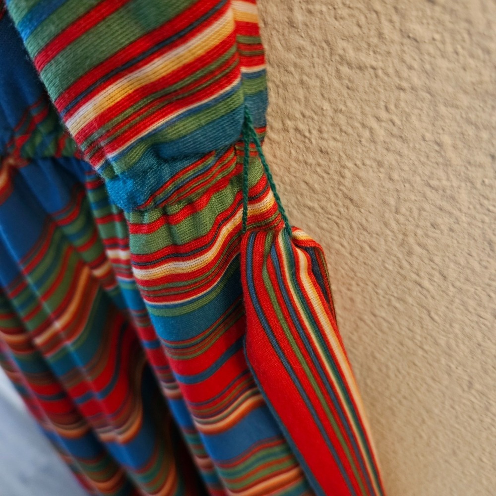 Vintage 70s Lanz Original Midi Dress Stripe Spaghetti Strap Belt S/M - Picture 9 of 16